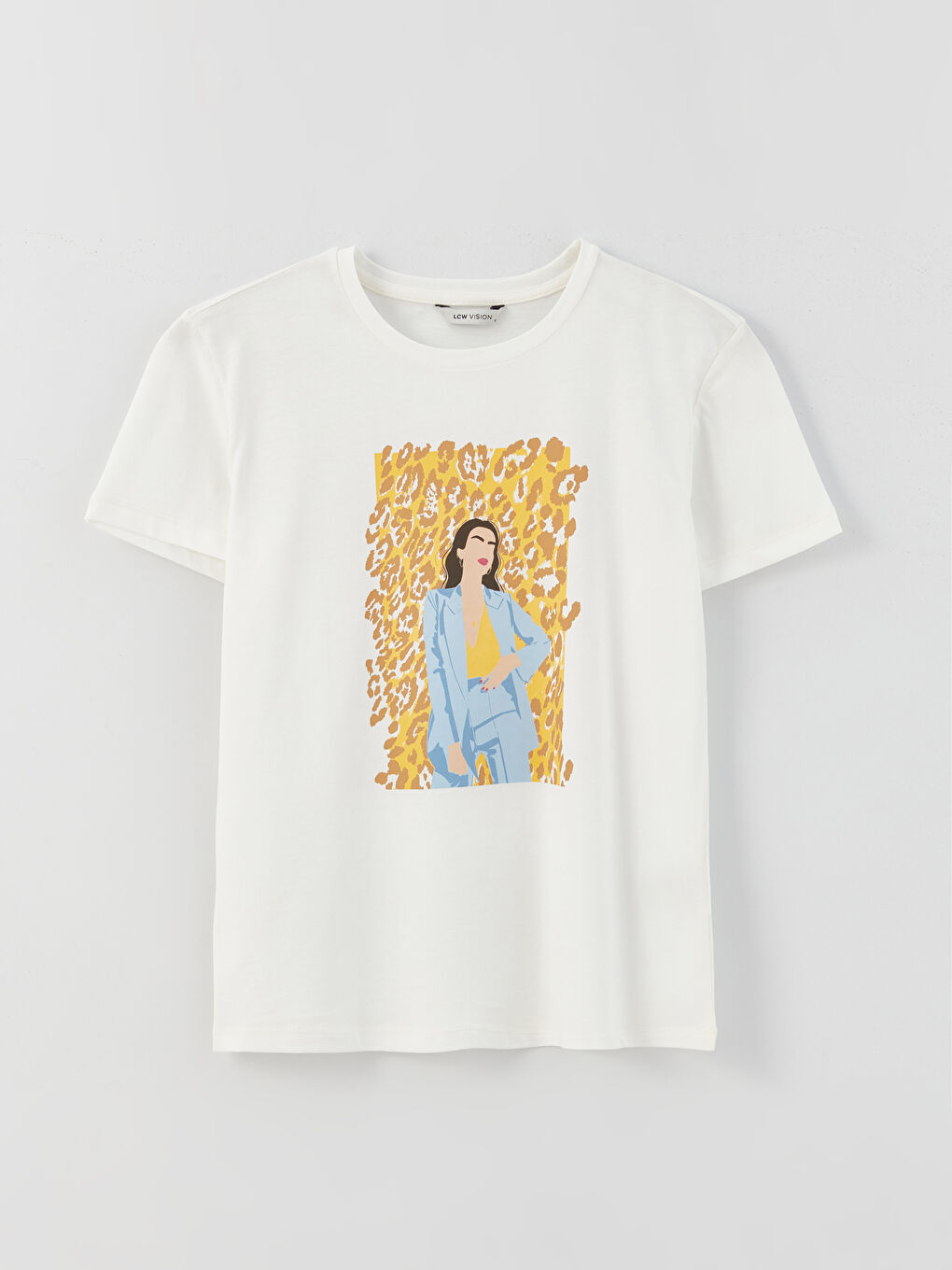 Crew Neck Printed Short Sleeve Women's T-Shirt-5