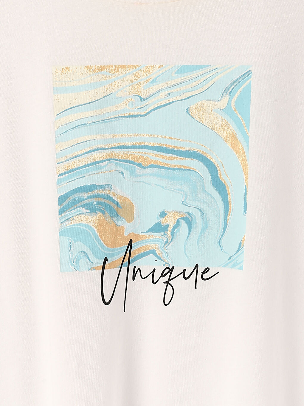 تيشيرت نسائي بأكمام قصيرة وياقة دائرية مطبوع-2