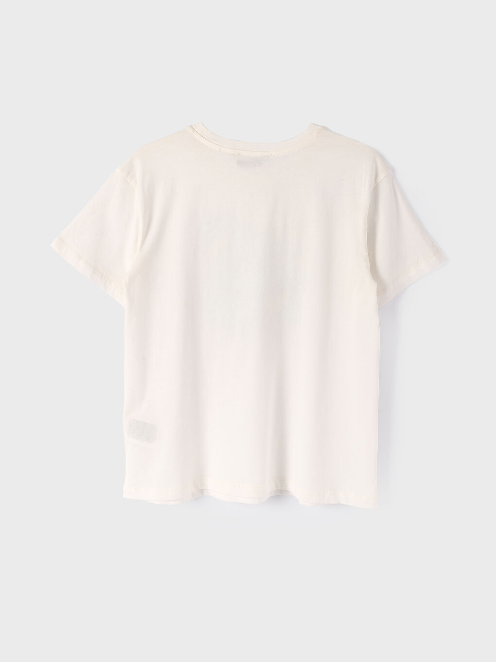 تيشيرت نسائي بأكمام قصيرة وياقة دائرية مطبوع-3