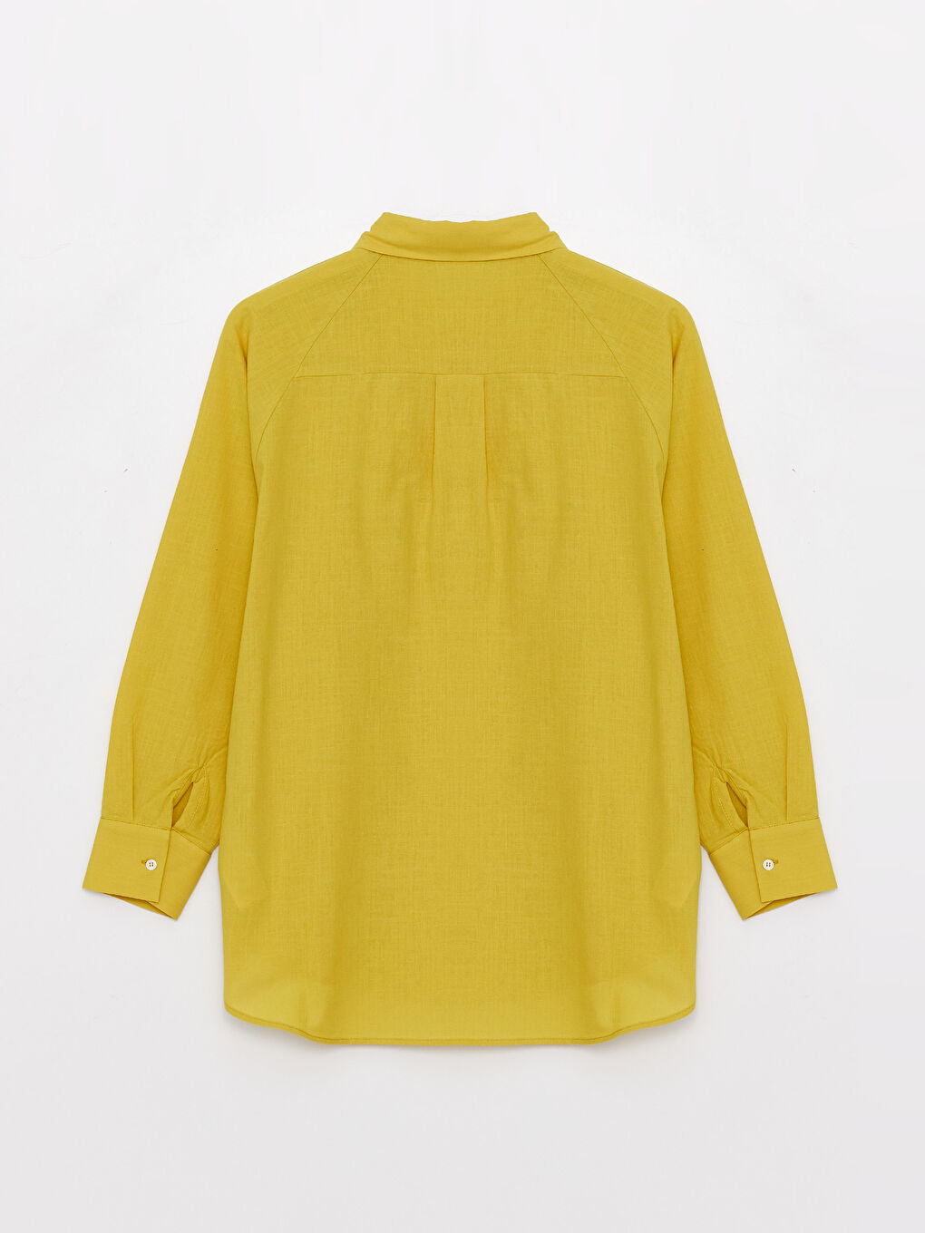 Yeşil Düz Uzun Kollu Oversize Poplin Kadın Gömlek Tunik-5