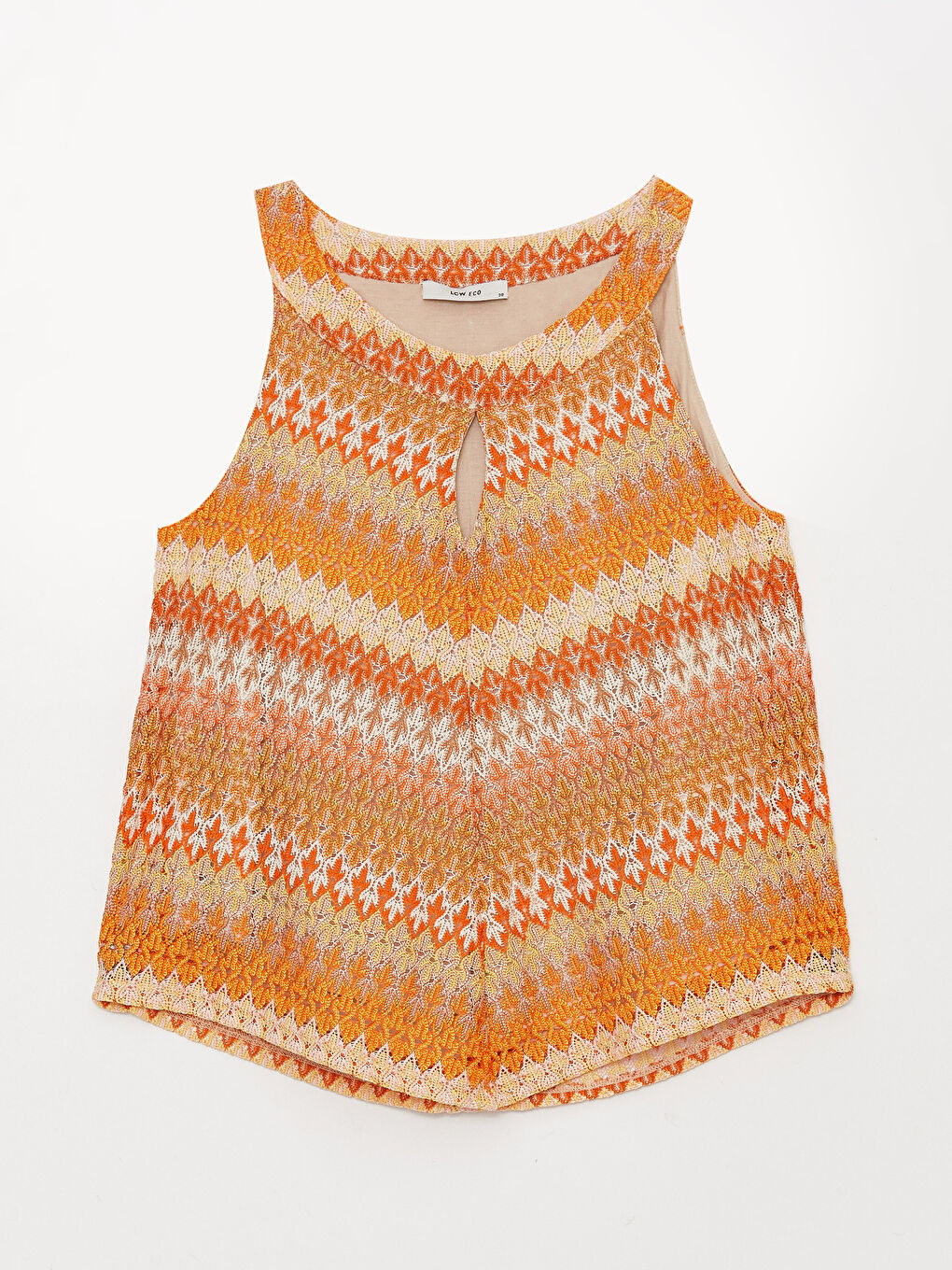 Turuncu Bisiklet Yaka Desenli Kadın Bluz-5