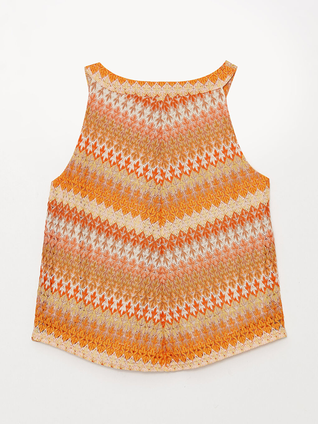 Turuncu Bisiklet Yaka Desenli Kadın Bluz-6