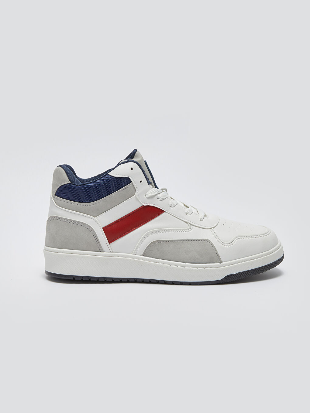 Beyaz Deri Görünümlü Bilek Boy Erkek Spor Ayakkabı-1