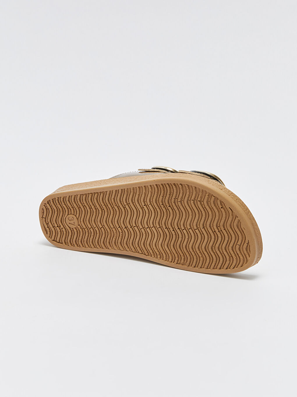 Sarı Çift Bantlı Toka Detaylı Kadın Terlik-3