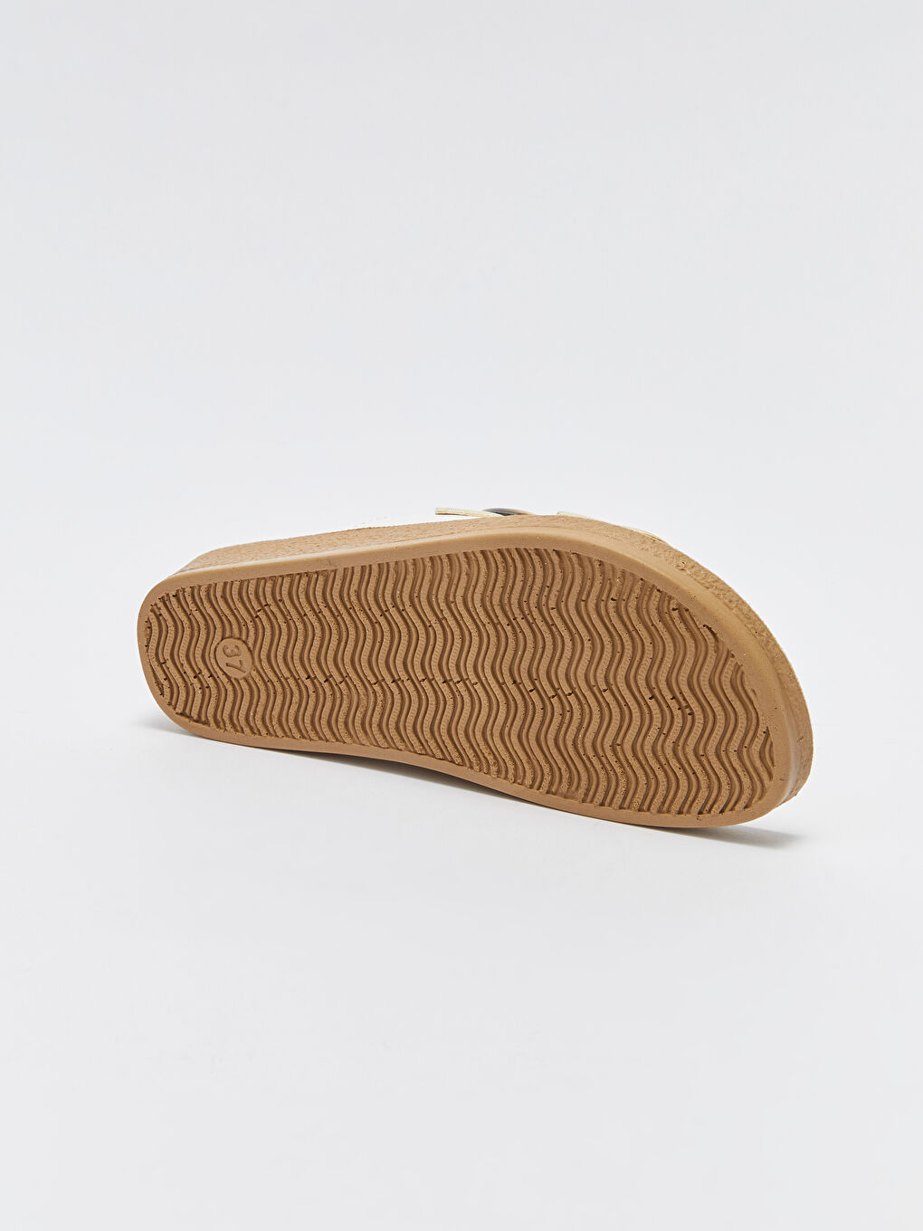 Beyaz Çift Bantlı Toka Detaylı Kadın Terlik-3