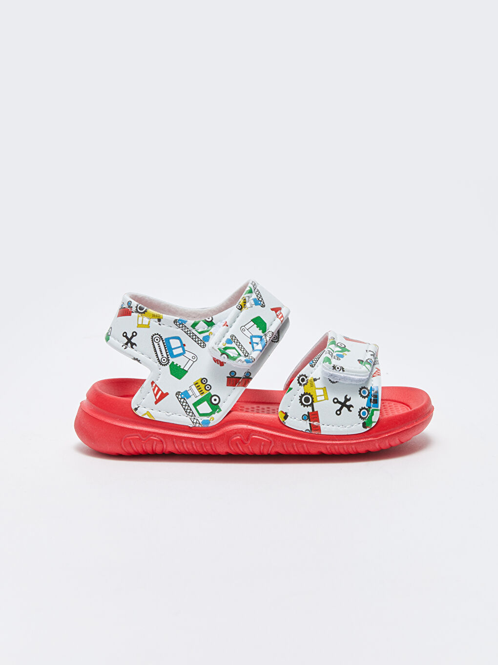 Kırmızı Baskılı Cırt Cırtlı Erkek Bebek Sandalet-1