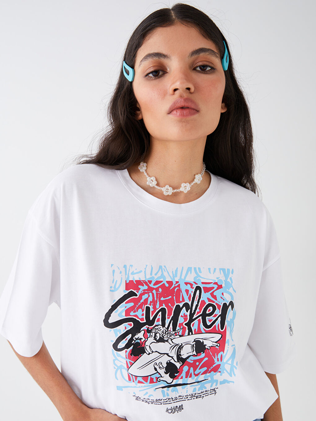 Beyaz Bisiklet Yaka Kısa Kollu Nostaljik Maymun Baskılı Penye Unisex Tişört-12