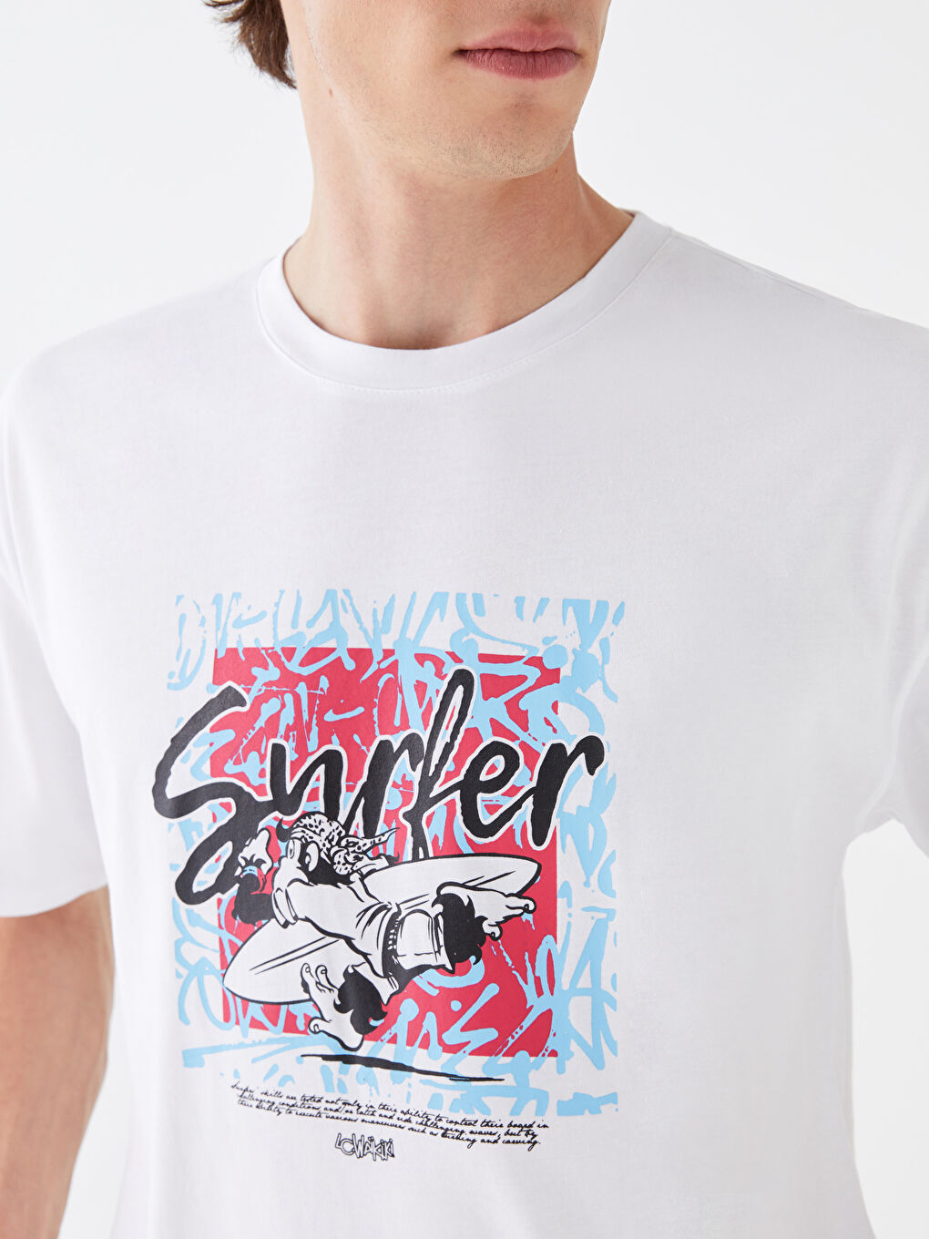 Beyaz Bisiklet Yaka Kısa Kollu Nostaljik Maymun Baskılı Penye Unisex Tişört-13