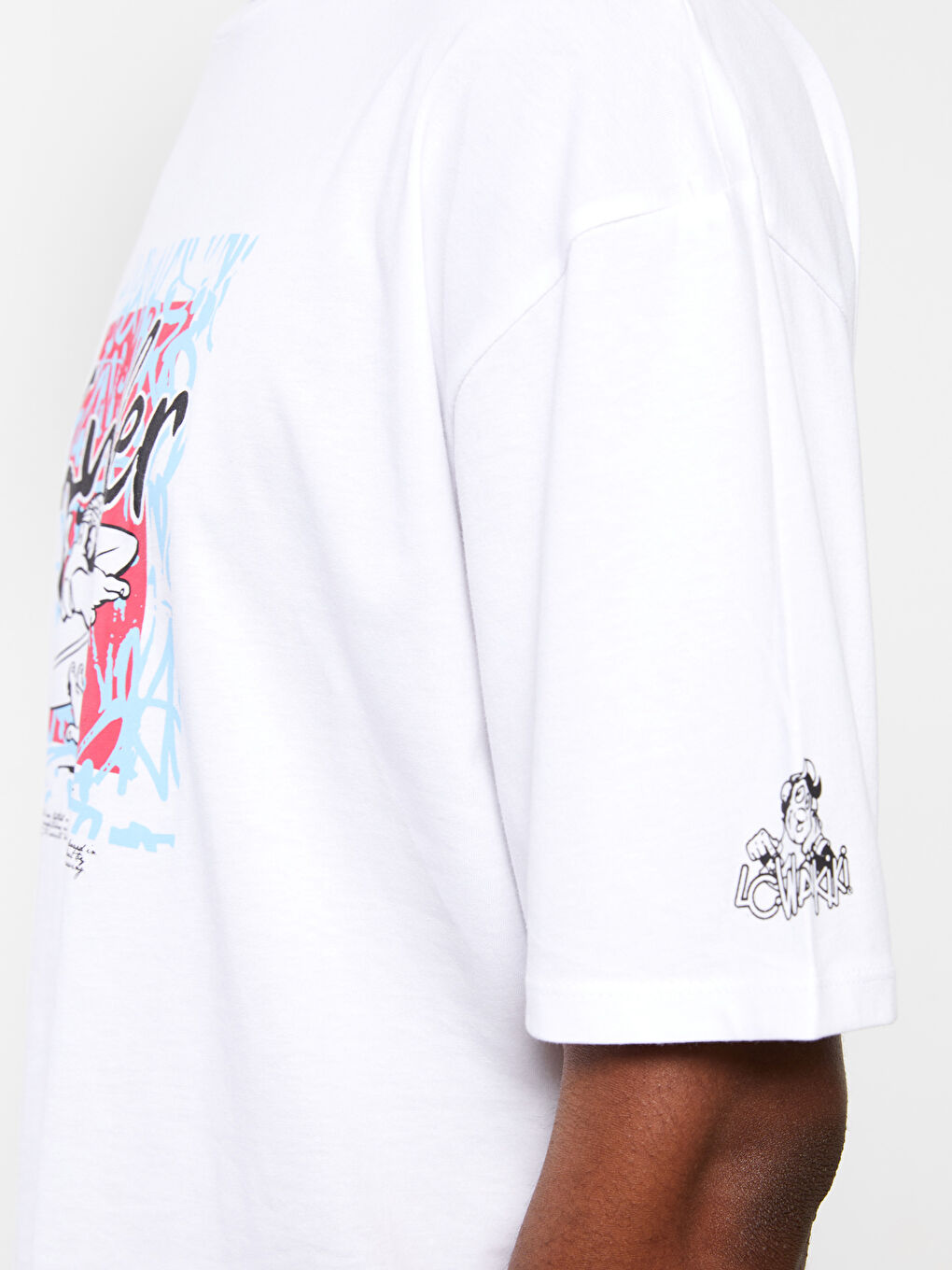 Beyaz Bisiklet Yaka Kısa Kollu Nostaljik Maymun Baskılı Penye Unisex Tişört-7