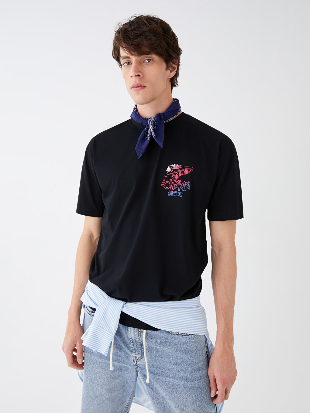XSIDE T-shirt en Jersey à Manches Courtes Col Rond Imprimé Singe Nostalgique pour Hommes -S3H519Z8-CVL