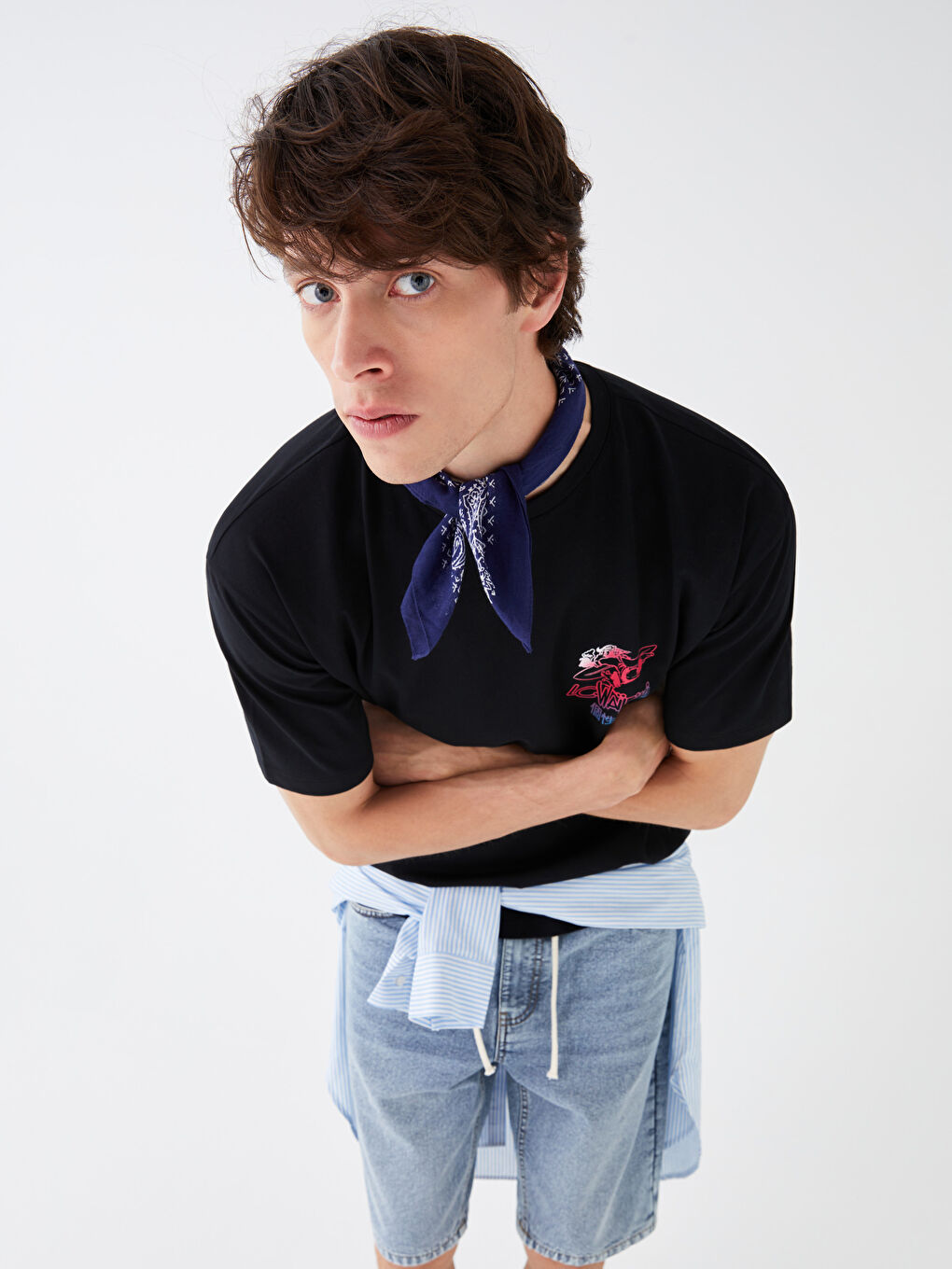 XSIDE T-shirt en Jersey à Manches Courtes Col Rond Imprimé Singe Nostalgique pour Hommes -S3H519Z8-CVL
