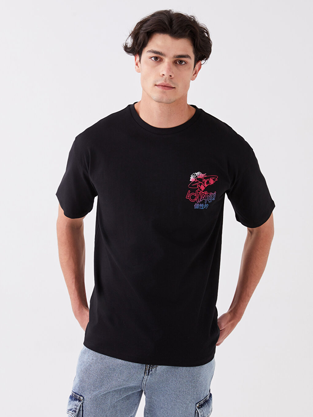 XSIDE T-shirt en Jersey à Manches Courtes Col Rond Imprimé Singe Nostalgique pour Hommes -S3H519Z8-CVL