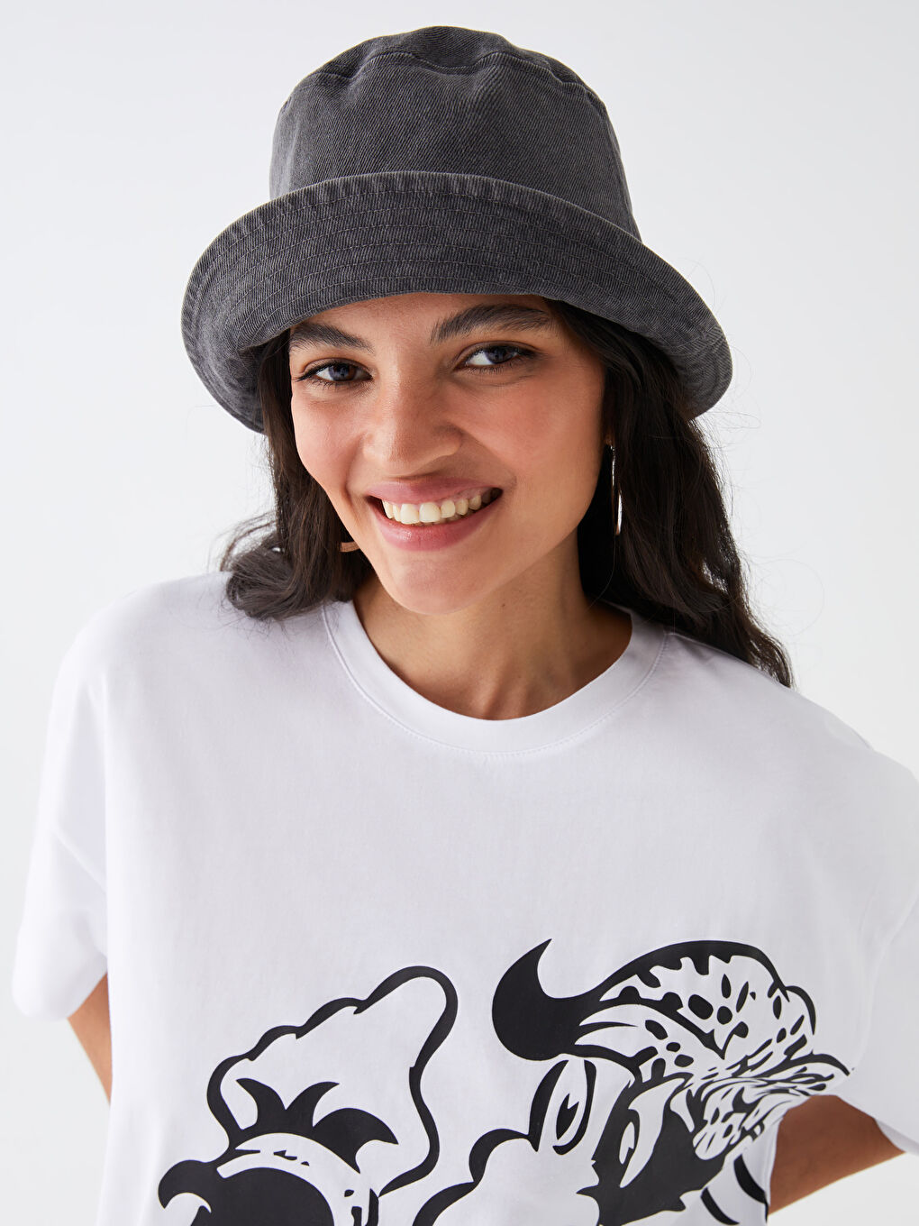 Beyaz Bisiklet Yaka Kısa Kollu Nostaljik Maymun Baskılı Penye Erkek Tişört-9