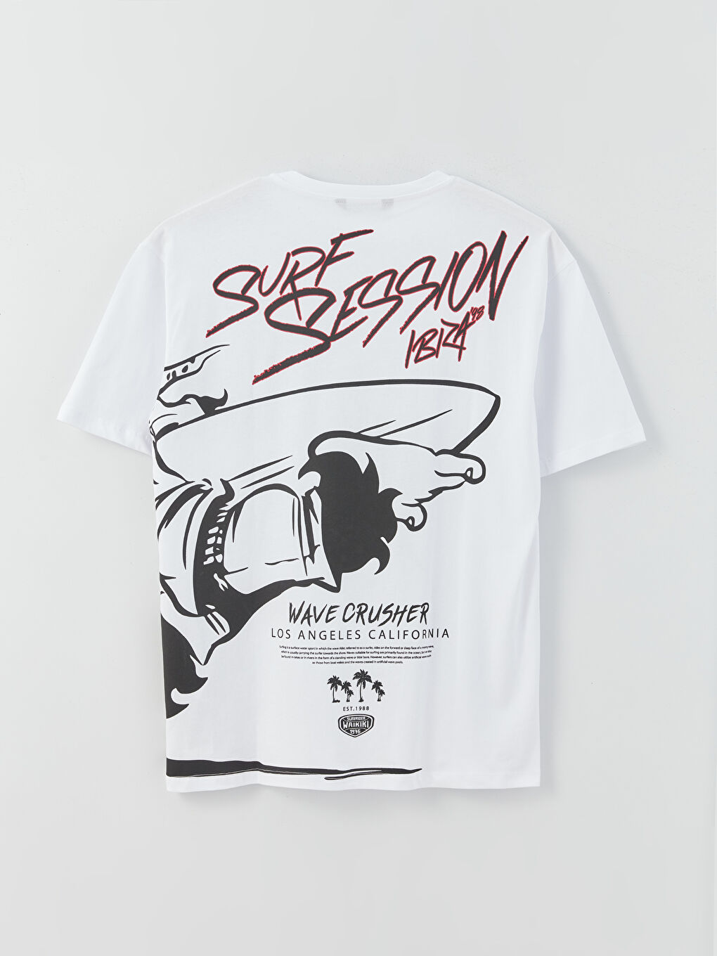 Beyaz Bisiklet Yaka Kısa Kollu Nostaljik Maymun Baskılı Penye Erkek Tişört-12