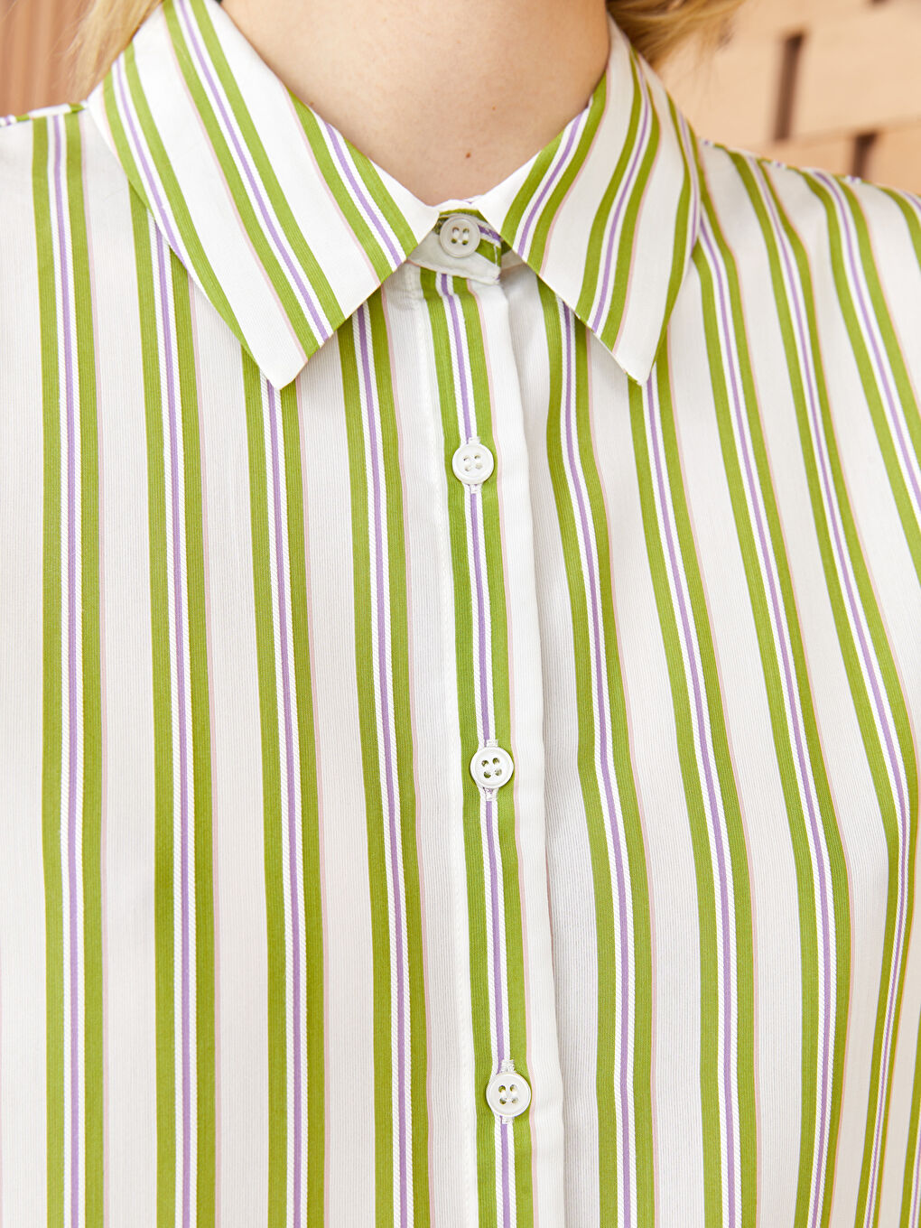 Striped Long Sleeve Oversize Poplin Women's Shirt Tunic-2
