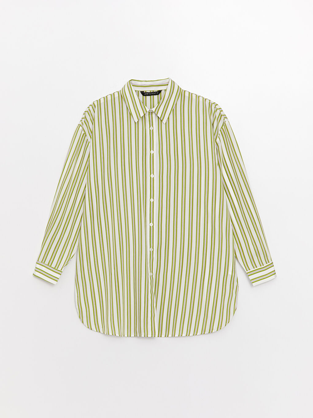 Striped Long Sleeve Oversize Poplin Women's Shirt Tunic-4