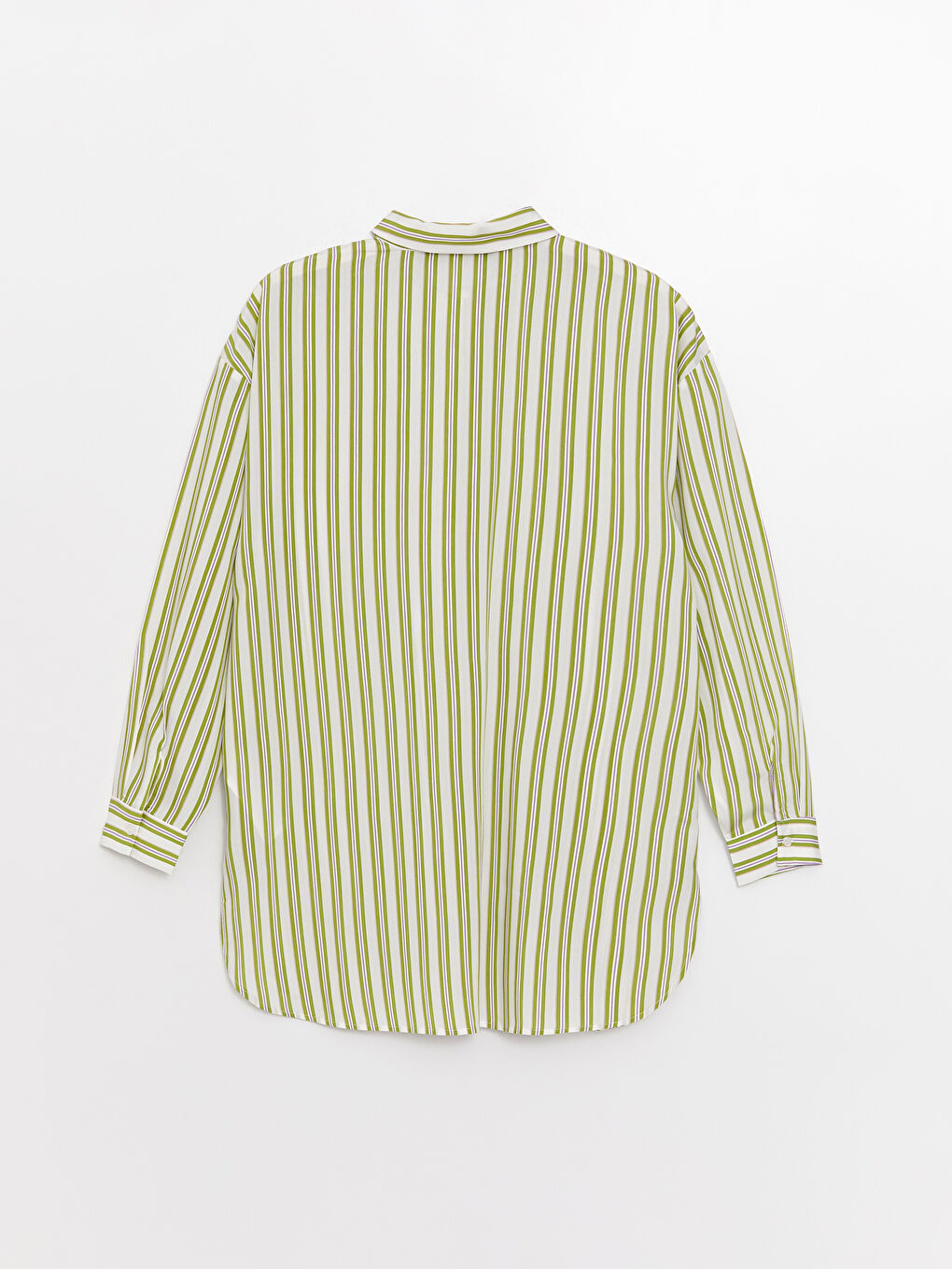 Striped Long Sleeve Oversize Poplin Women's Shirt Tunic-5