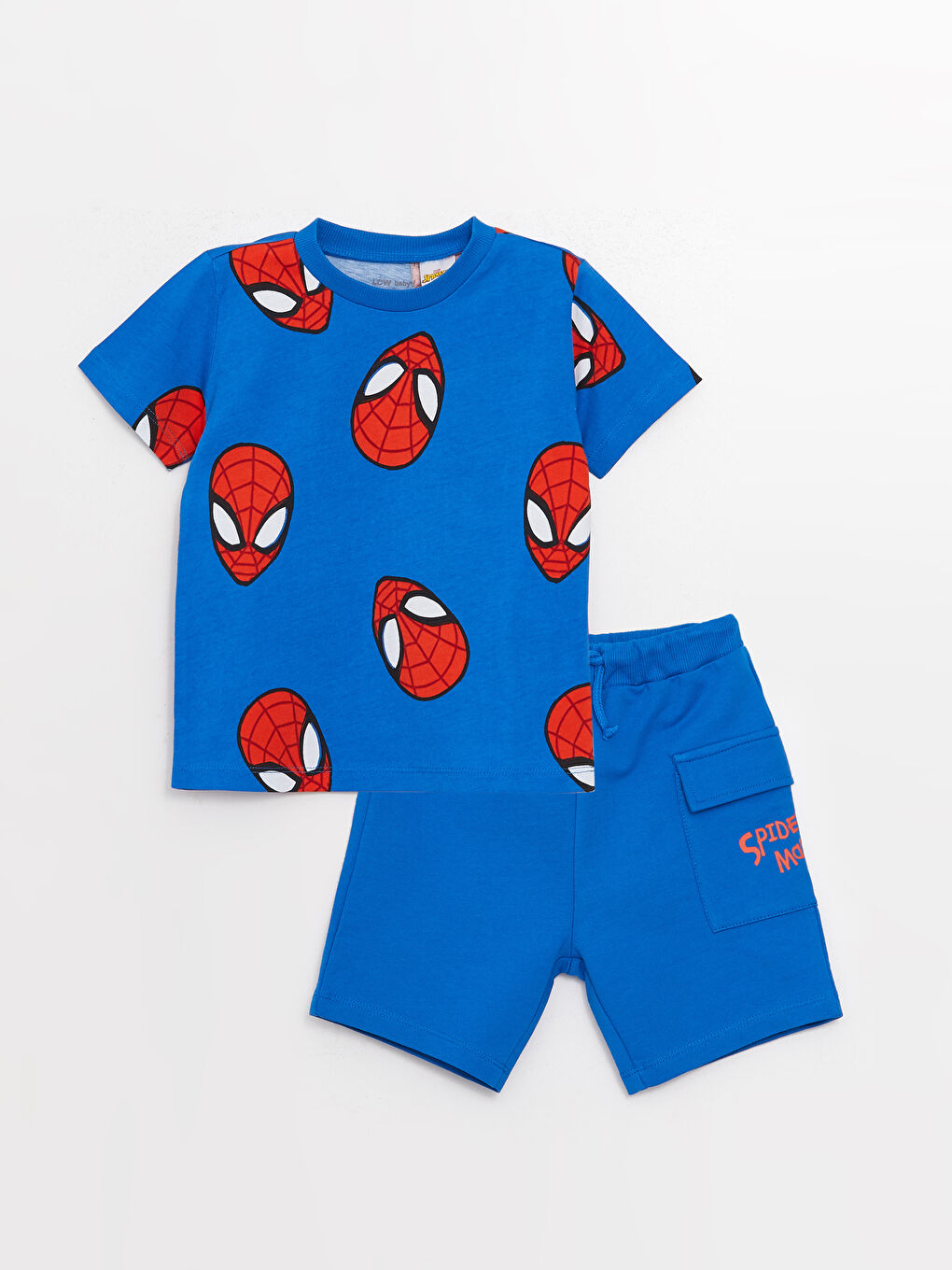 Crew Neck Short Sleeve Spider-Man Printed Baby Boy T-Shirt and Shorts 2-pack