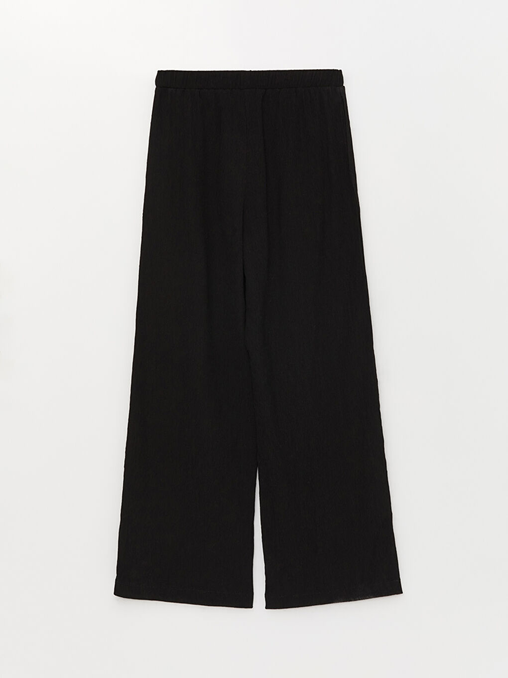 Siyah Beli Lastikli Rahat Kalıp Düz Krinkle Kadın Pantolon-6