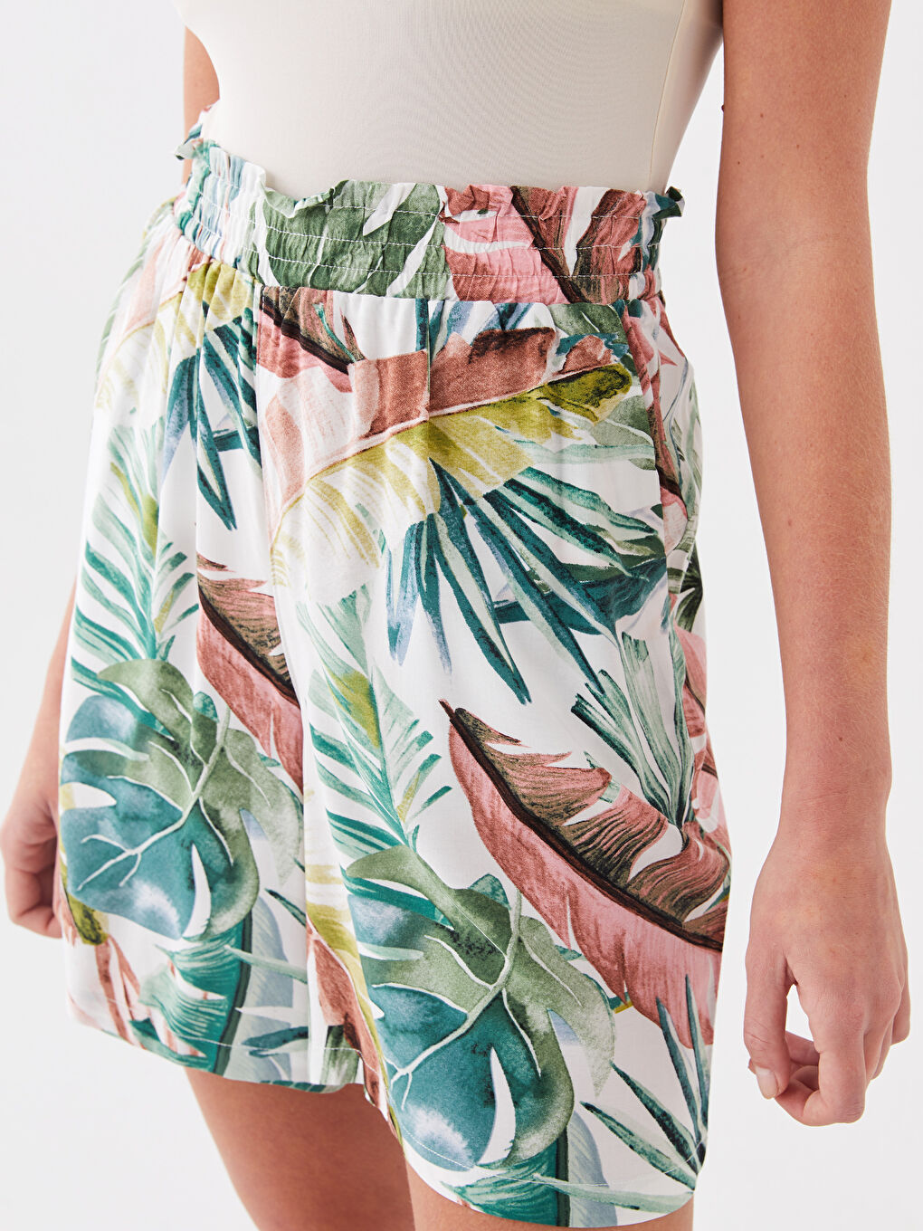 Elasticated Waist Patterned Women's Shorts-2