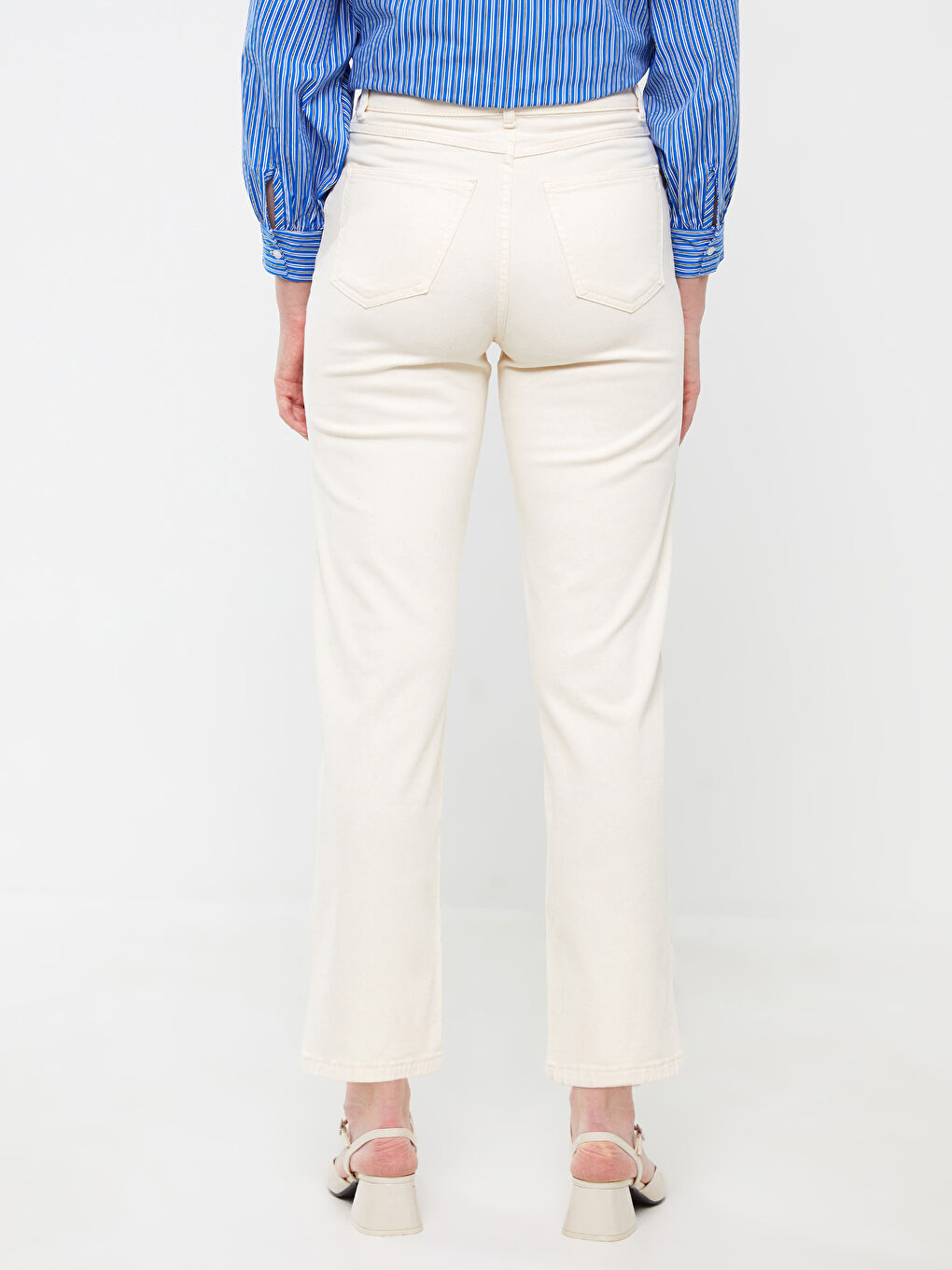 Bej Standart Fit Düz Gabardin Kadın Pantolon-4