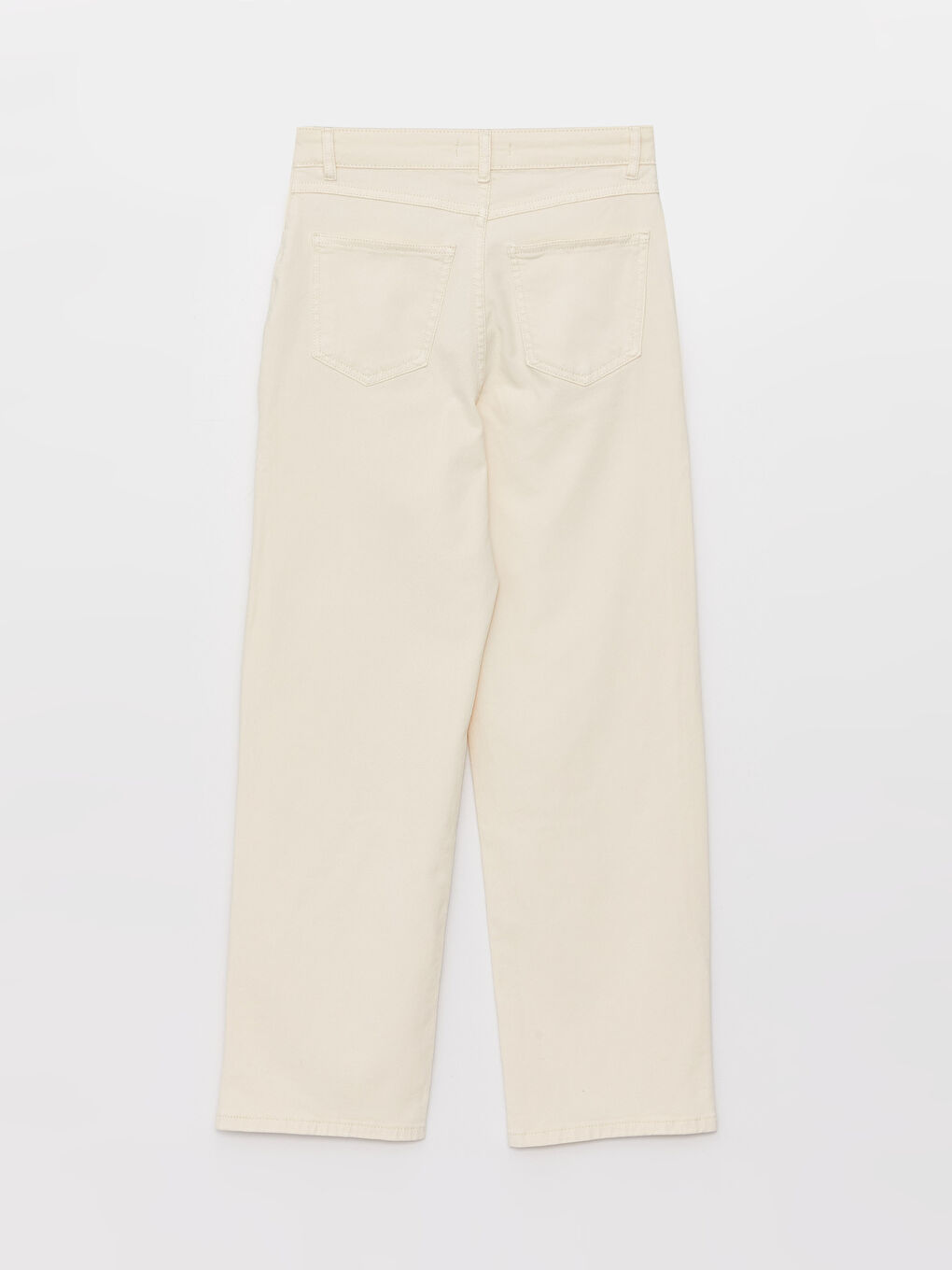 Bej Standart Fit Düz Gabardin Kadın Pantolon-6