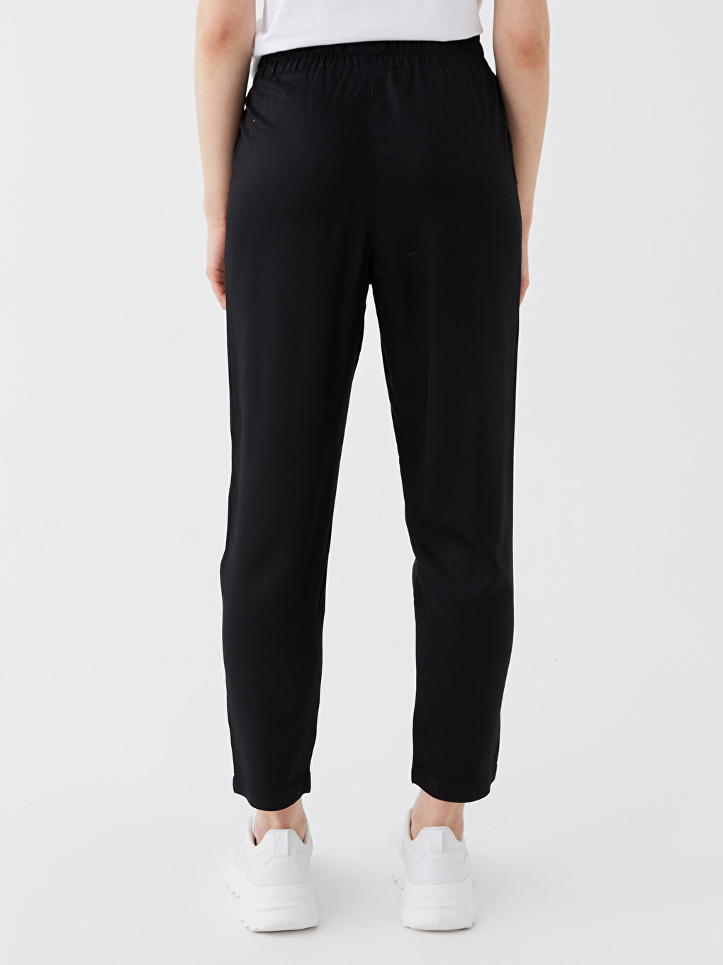 Pantaloni Simpli Croială Carrot Cu Talie Elastică Pentru Femei-4