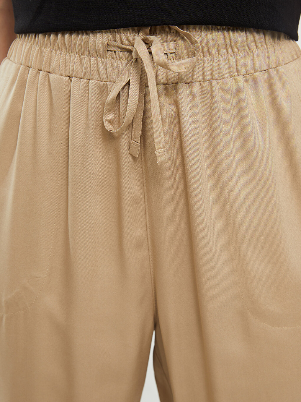 Pantaloni Simpli Croială Carrot Cu Talie Elastică Pentru Femei-2