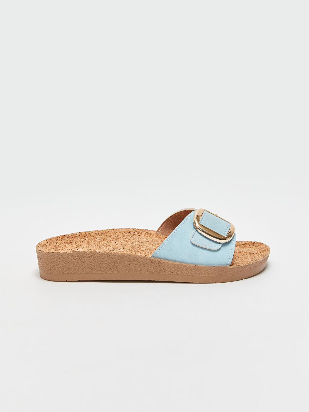 Mavi Süet Görünümlü Tek Bantlı Kadın Terlik-1