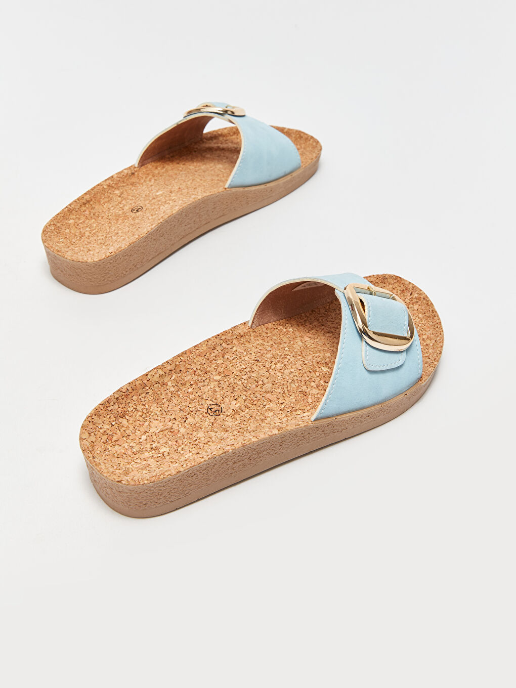 Mavi Süet Görünümlü Tek Bantlı Kadın Terlik-4