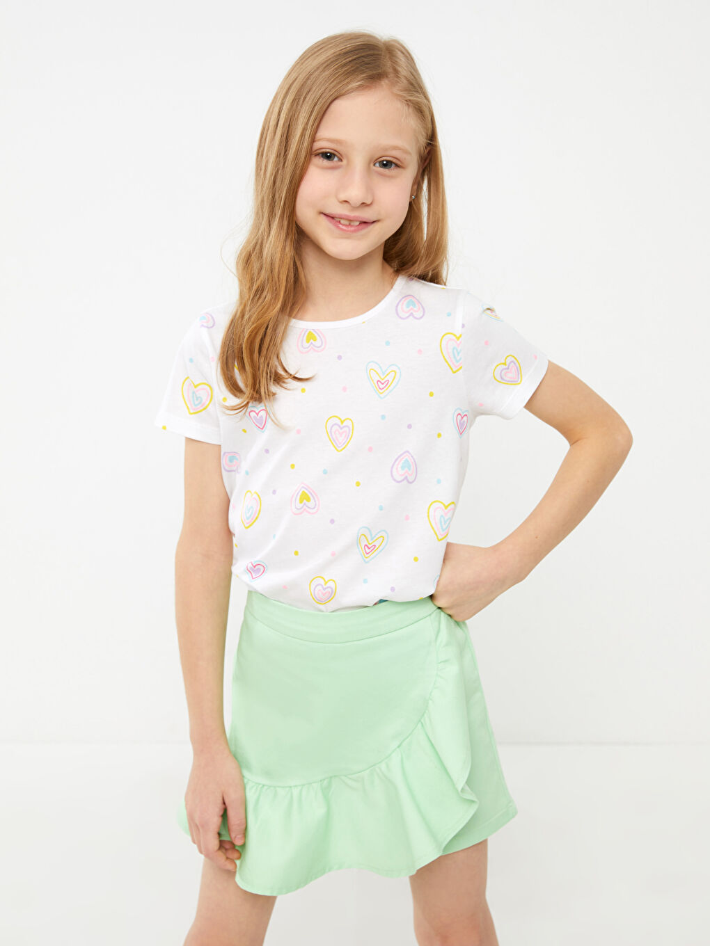 Basic Frill Detailed Girl Short Skirt