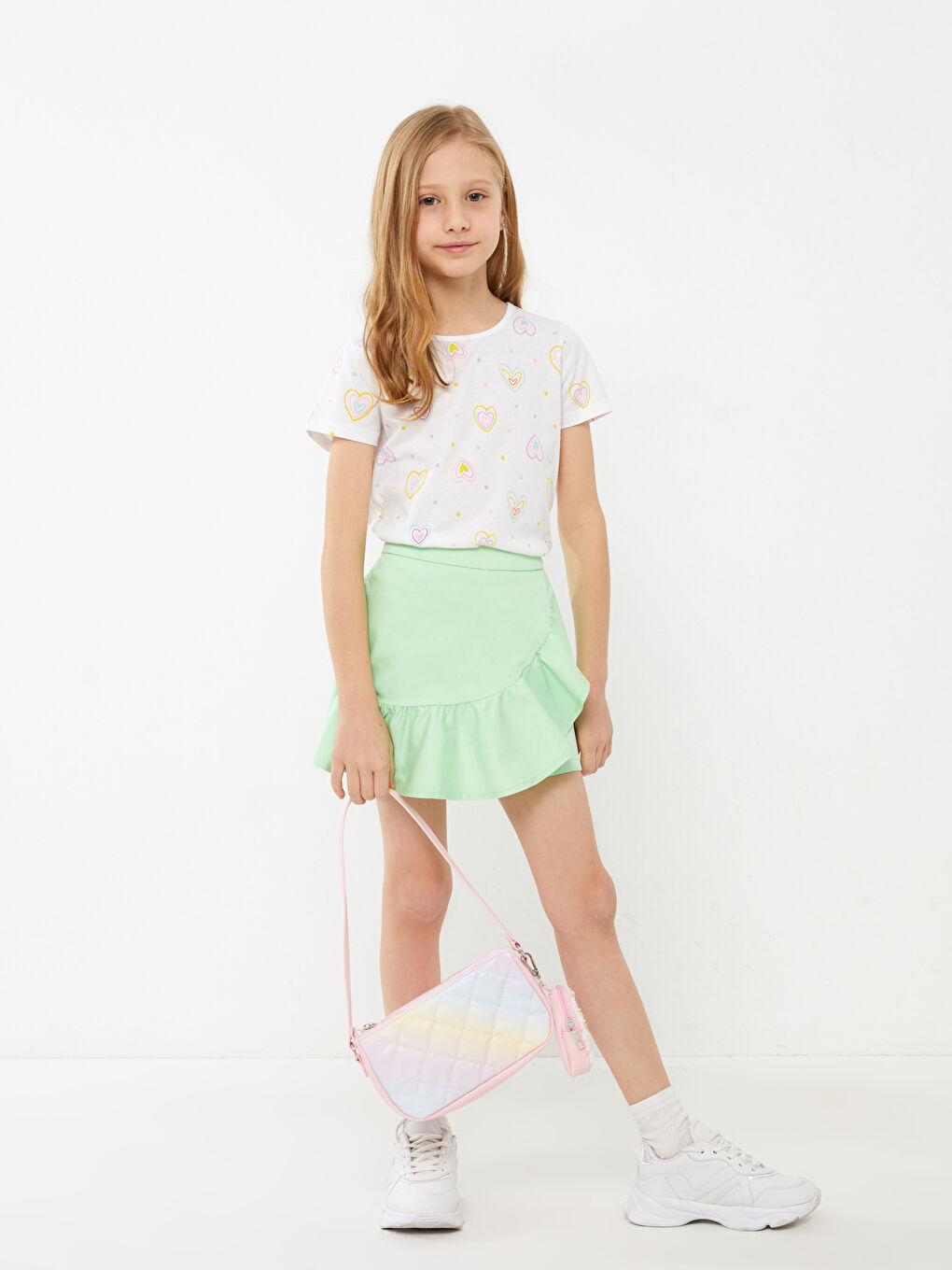 Basic Frill Detailed Girl Short Skirt-1