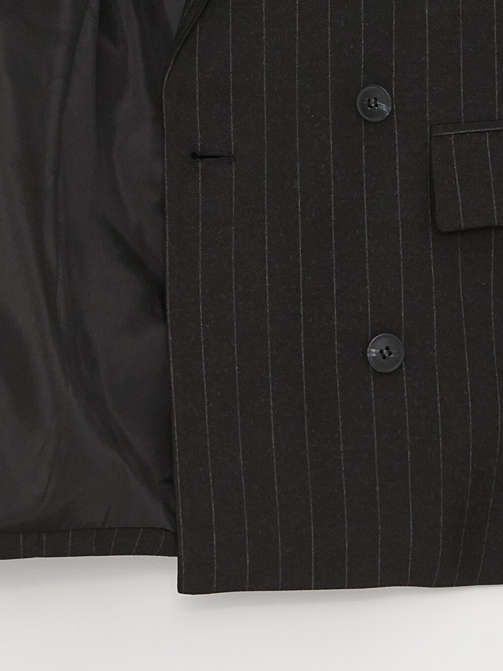 Siyah Çizgili Uzun Kollu Kadın Blazer Ceket-7