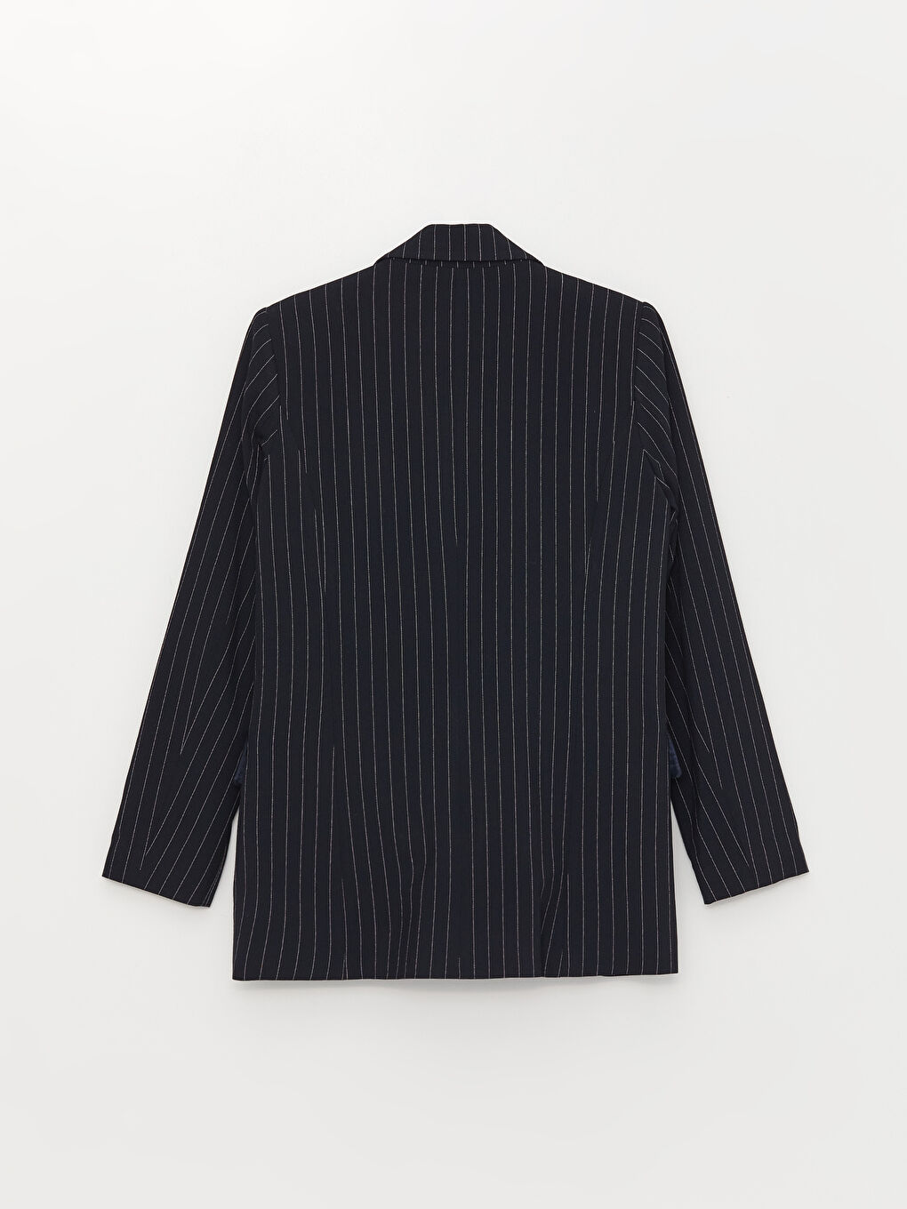 Lacivert Çizgili Uzun Kollu Kadın Blazer Ceket-6