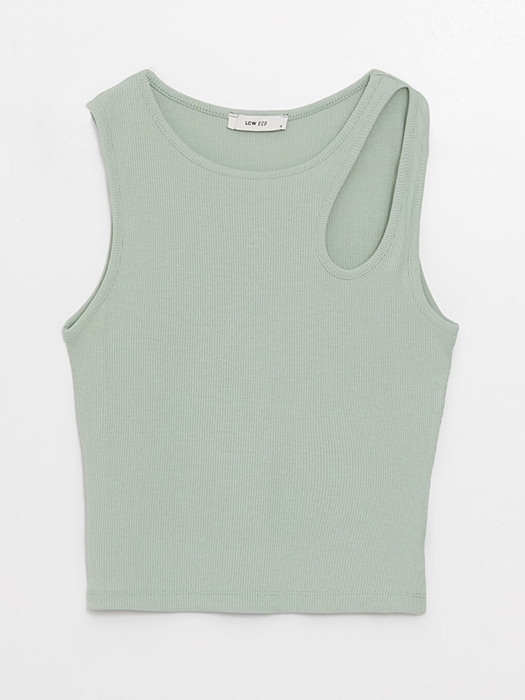 Crew Neck Window Detailed Crop Women's Tank Top-5
