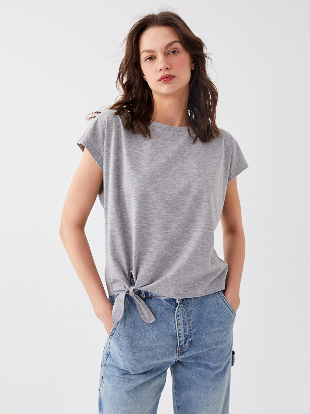 Crew Neck Plain Short Sleeve Women's T-Shirt -S3H611Z8-CT3