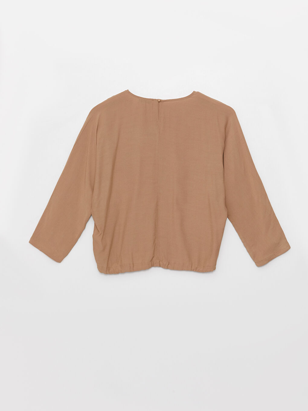 Bluză cu Guler Rotund Simplă cu Mânecă Lungă pentru Femei-6