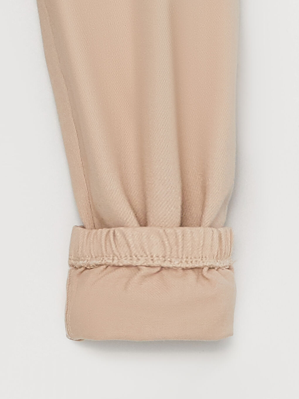 Bej Beli Lastikli Basic Kız Çocuk Kargo Pantolon-5