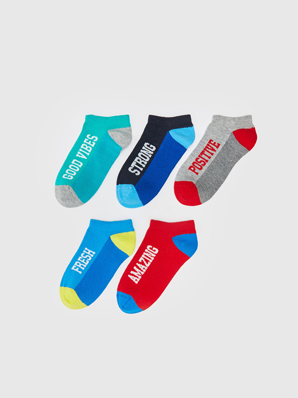 Karışık Renk Bloklu Erkek Çocuk Patik Çorap 5'li