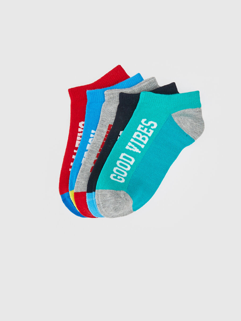 Karışık Renk Bloklu Erkek Çocuk Patik Çorap 5'li-1