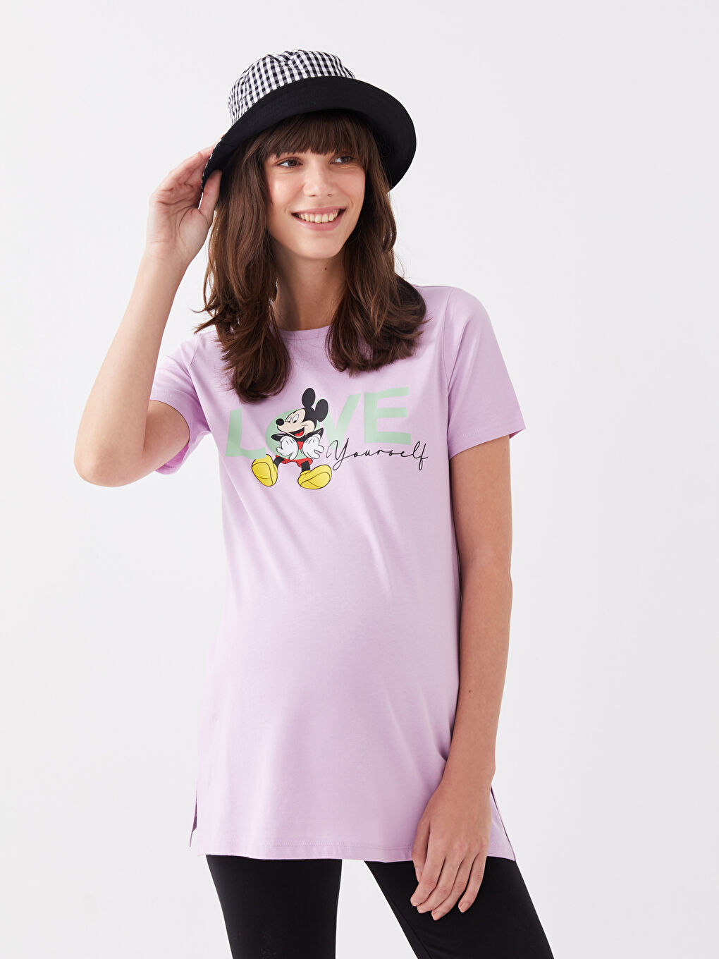 Crew Neck Mickey Mouse Printed Short Sleeve Maternity T-shirt -S3H677Z8-V8E