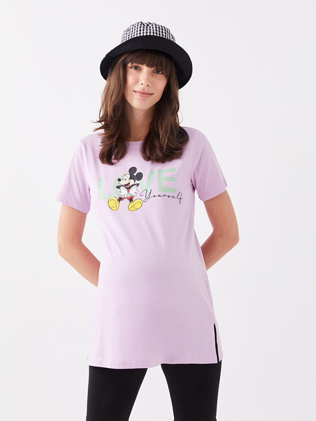 Crew Neck Mickey Mouse Printed Short Sleeve Maternity T-shirt -S3H677Z8-V8E
