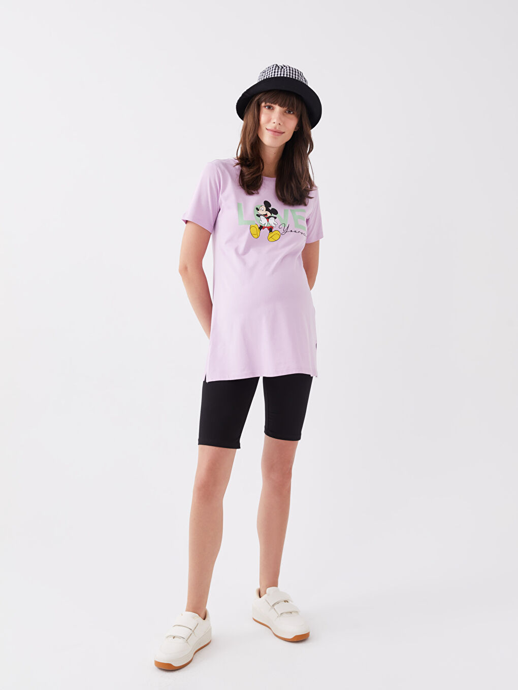 Crew Neck Mickey Mouse Printed Short Sleeve Maternity T-shirt -S3H677Z8-V8E