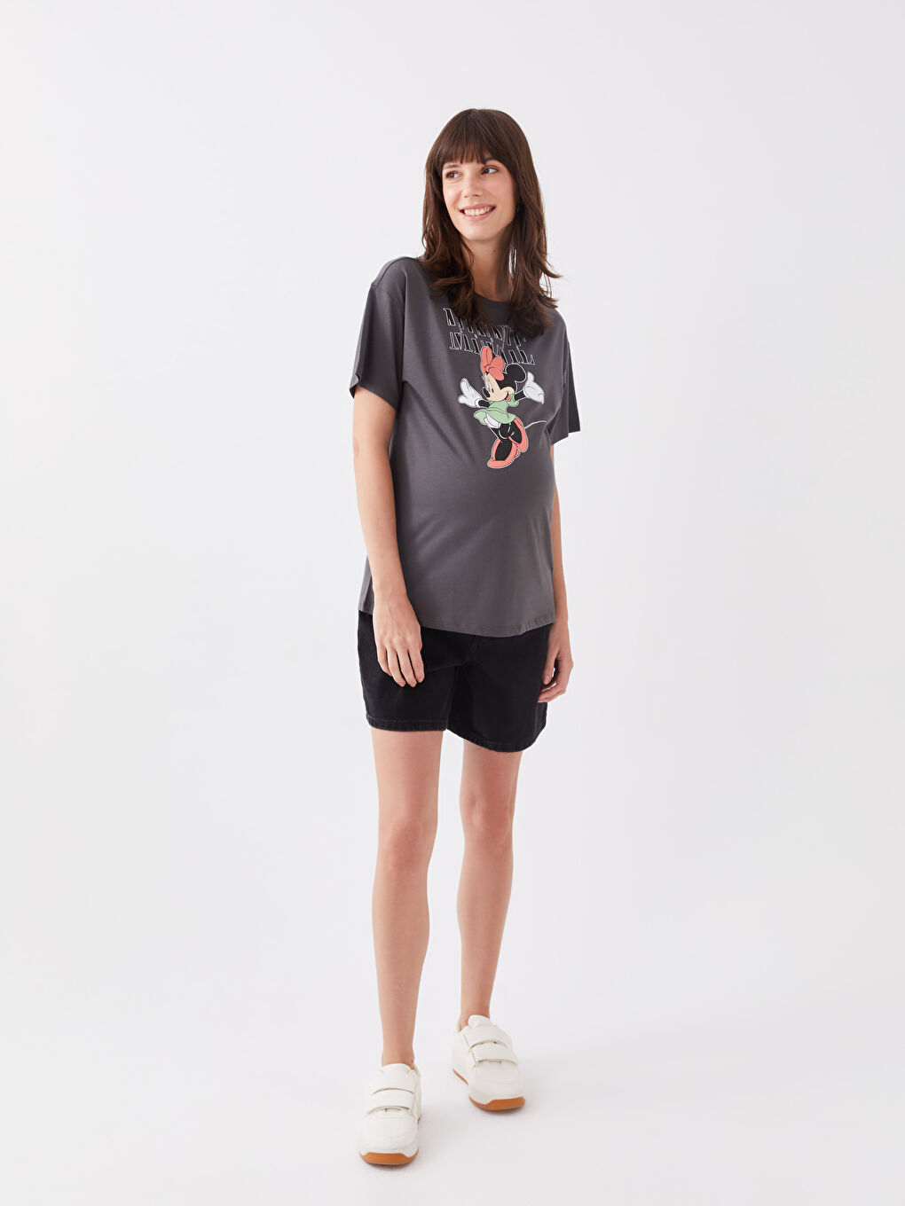 Crew Neck Minnie Mouse Printed Short Sleeve Maternity T-shirt -S3H687Z8-HLC