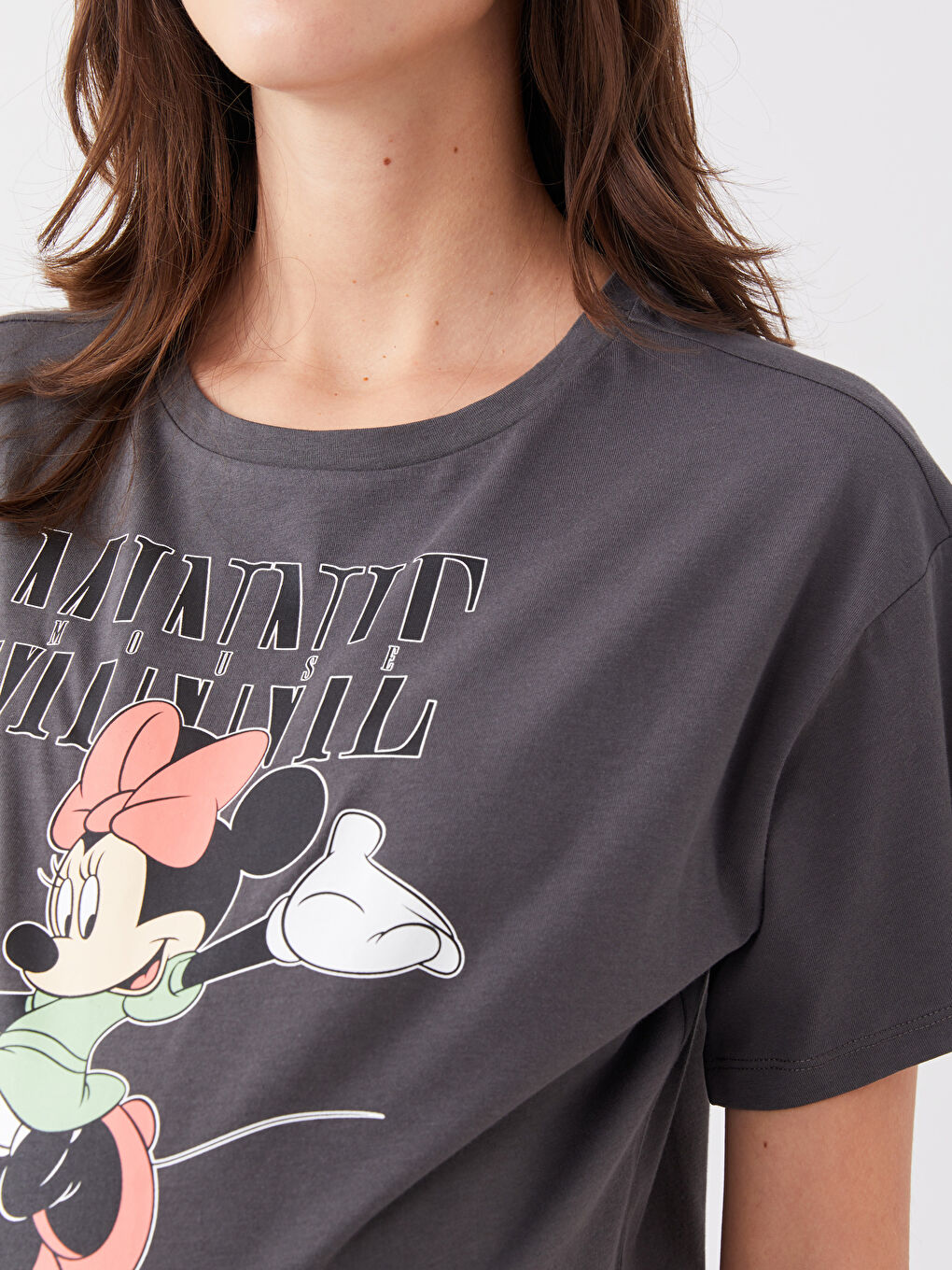 Crew Neck Minnie Mouse Printed Short Sleeve Maternity T-shirt -S3H687Z8-HLC
