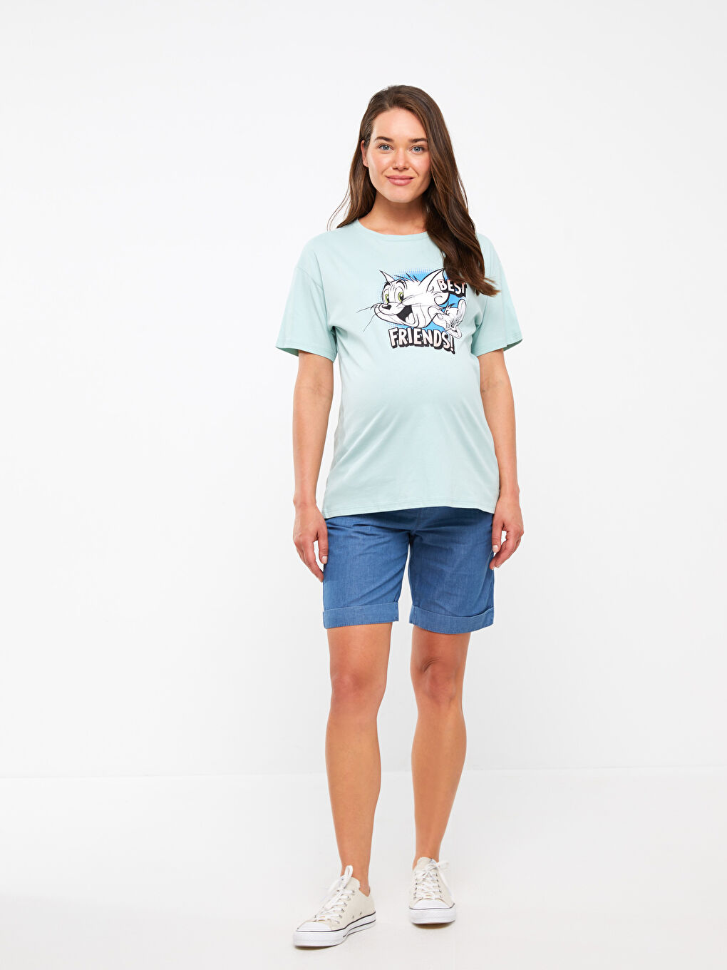 Crew Neck Tom&Jerry Printed Short Sleeve Maternity T-Shirt -S3H688Z8-FVQ