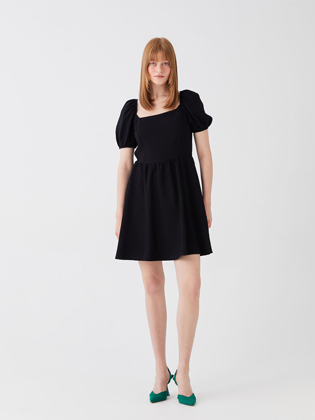 Square Neck Straight Short Sleeve Linen Look Women's Dress -S3H746Z8-CVL