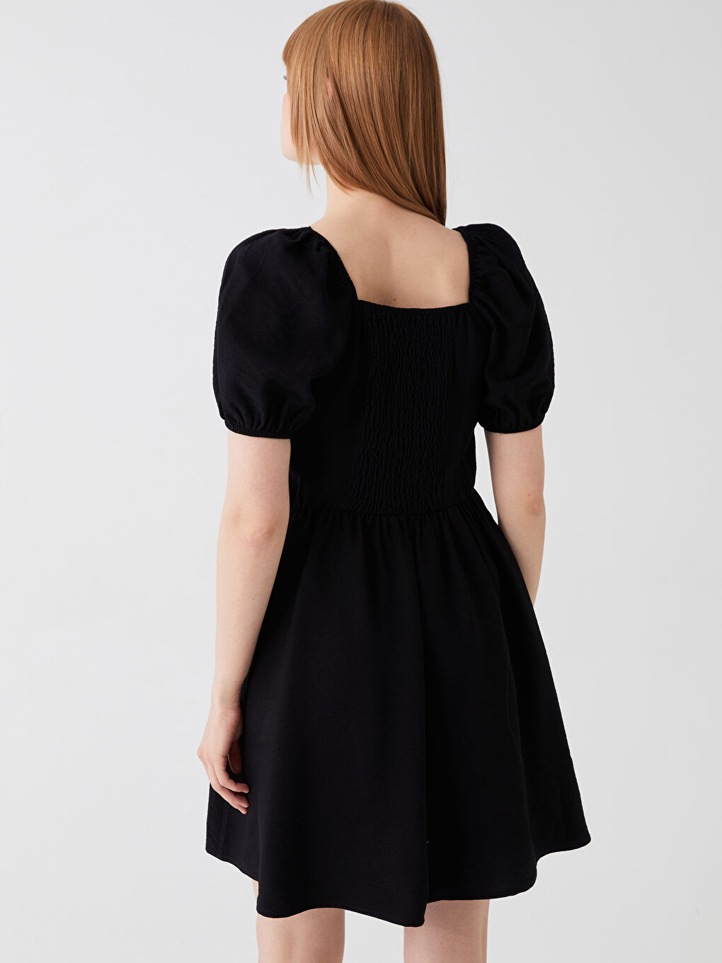 Square Neck Straight Short Sleeve Linen Look Women's Dress -S3H746Z8-CVL