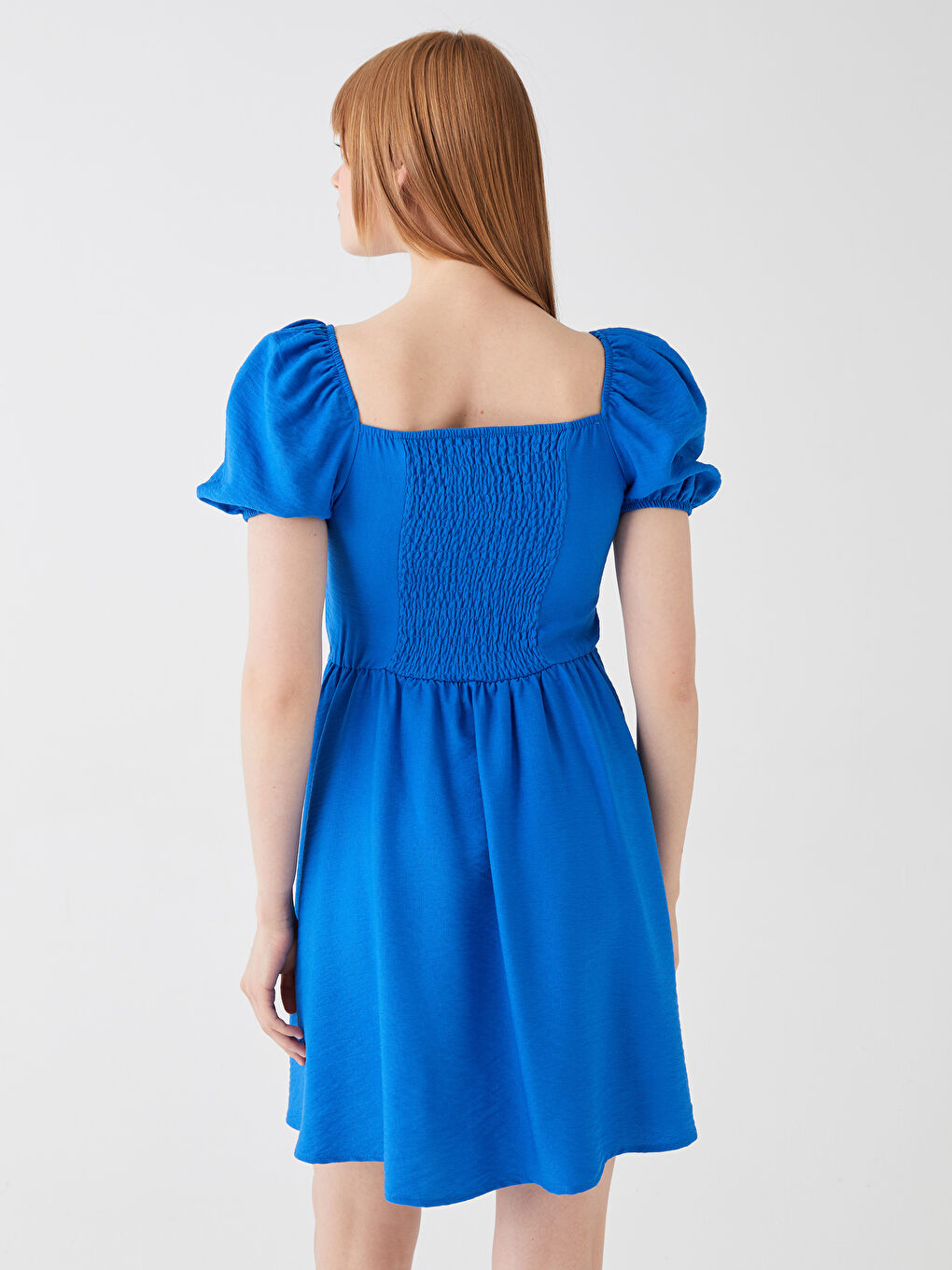 Square Neck Straight Short Sleeve Linen Look Women's Dress -S3H746Z8-H2P