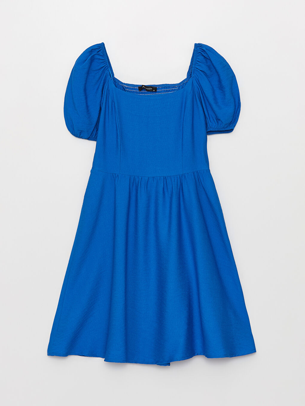 Square Neck Straight Short Sleeve Linen Look Women's Dress -S3H746Z8-H2P